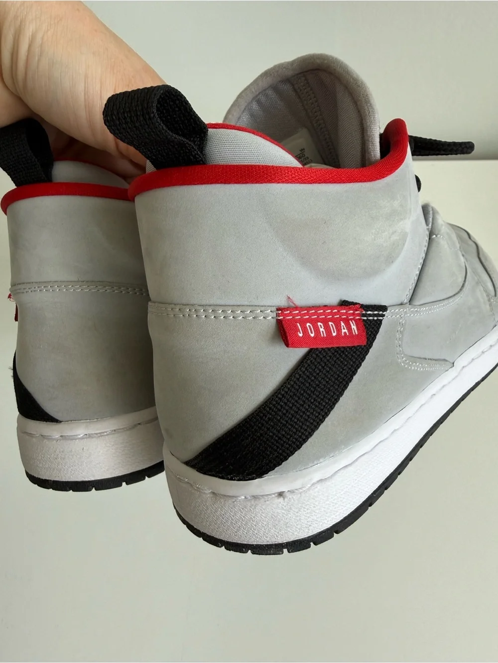 Nike Air Jordan Fadeaway Mid-Top Sneakers in WolfGray, Red and Black Men’s 10